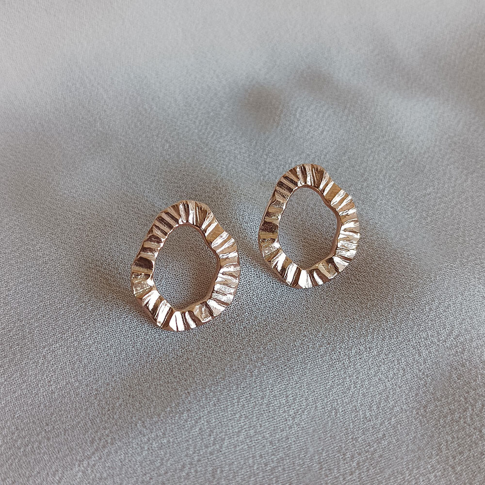 Růžově pozlacené náušnice mandorla velké