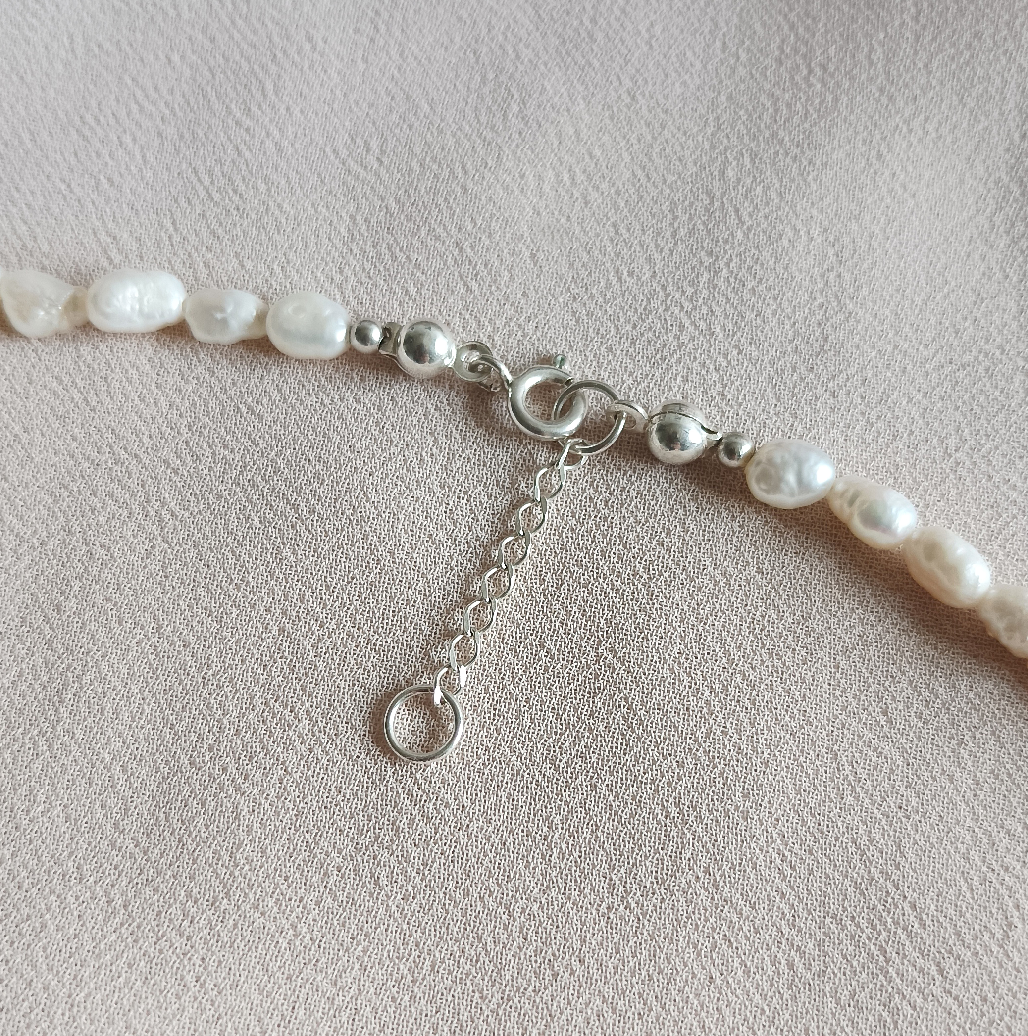 Perlový náhrdelník Mandorla choker, stříbro