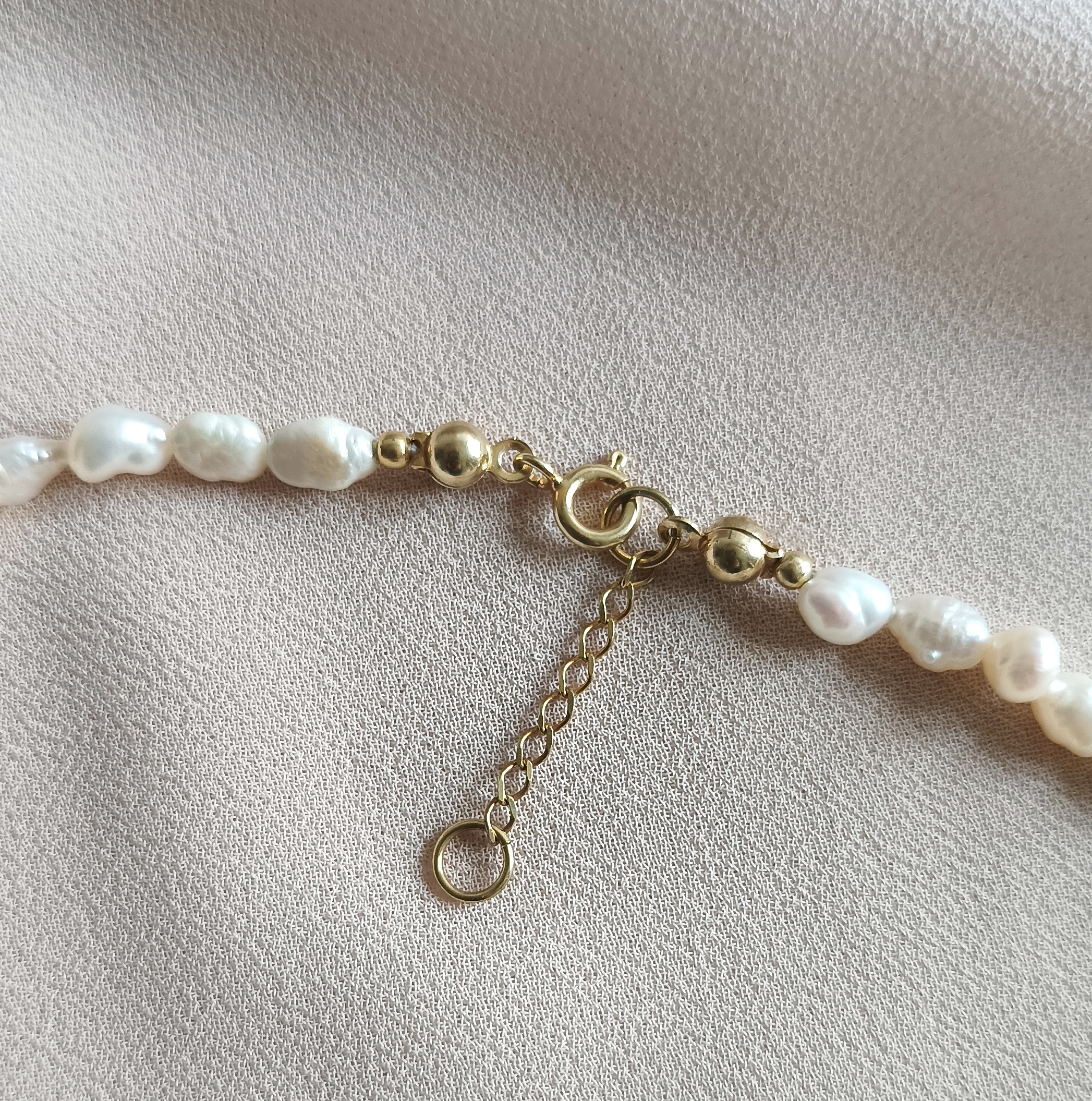 Perlový náhrdelník Mandorla, pozlacené stříbro